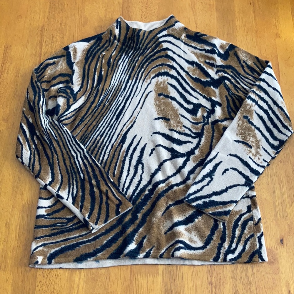 Mock Neck Tiger Print Sweater SM